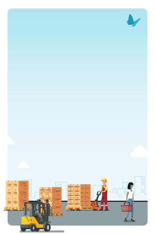 background graphic with warehouse workers